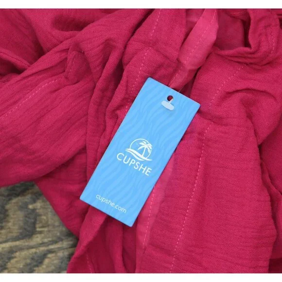 NWT Cupshe Womens Patch Pocket Pinafore Romper Pink S - Picture 6 of 7